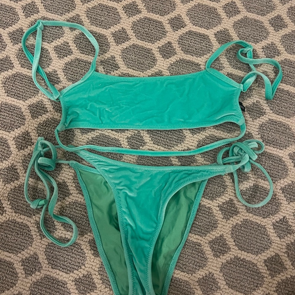 Green Bikini Set with Tie Straps